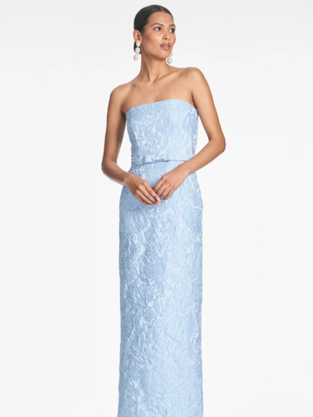 Sachin + Babi Gown Sophia Ice Blue Jacquard Column Gown